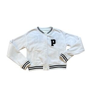 No Comment Varsity‎ Jacket Girls White Paris 23 Letterman Fleece SIZE M(10/12)